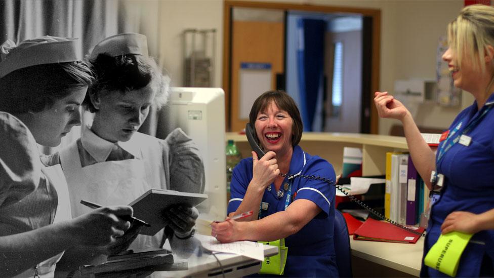 NHS nurses seen in 1953 and 2018