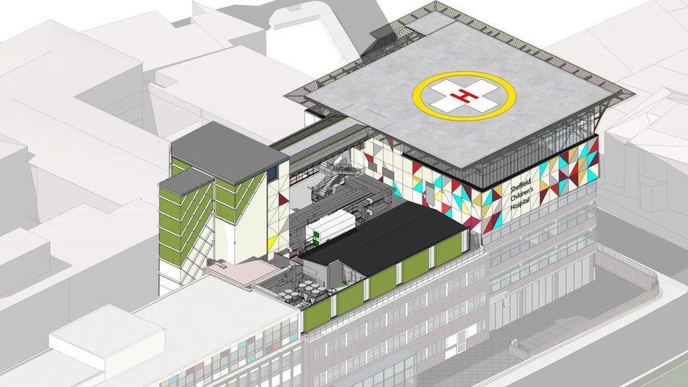 Drawing of proposed helipad at Sheffield Children's Hospital