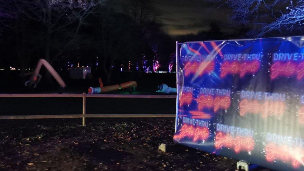 Inflatables at drive-thru grotto