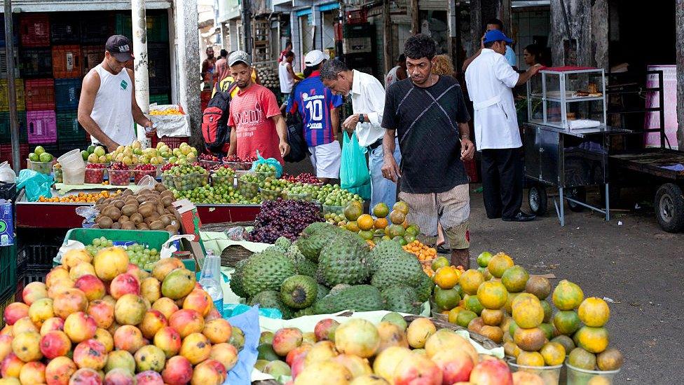 A fruit market in Brazil