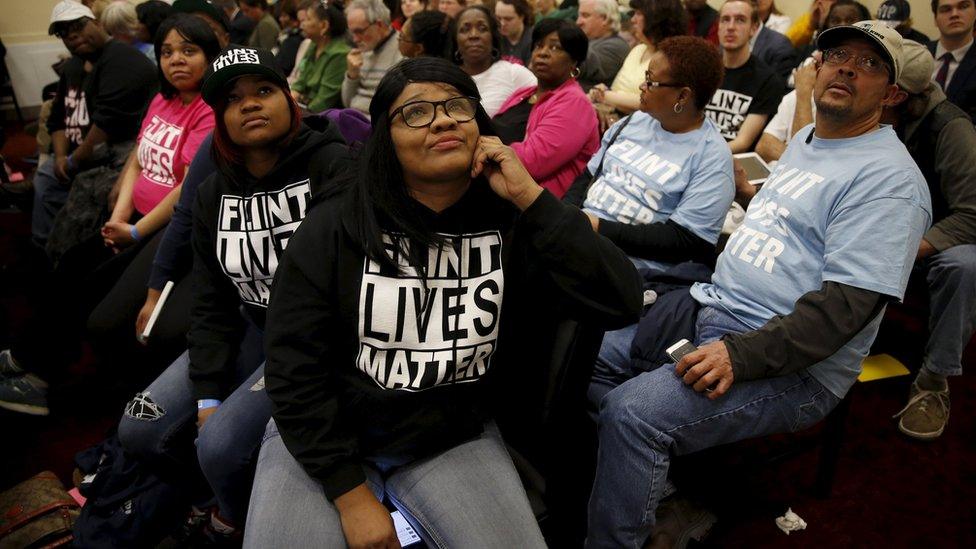 Flint residents attend the hearing