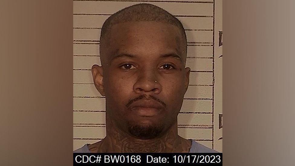 A mugshot showing rapper Tory Lanez