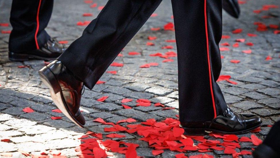 Poppy parade in Ypres, Belgium