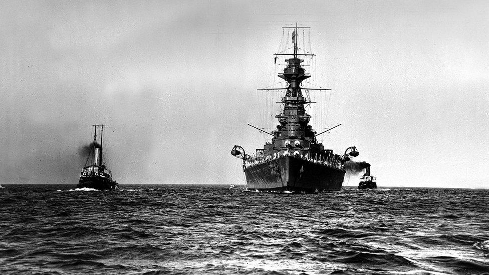 HMS Hood enters Fremantle, WA, as part of the Cruise of the Special Squadron in 1923