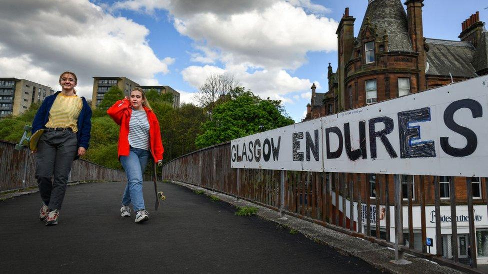 Glasgow Endures banner on bridge