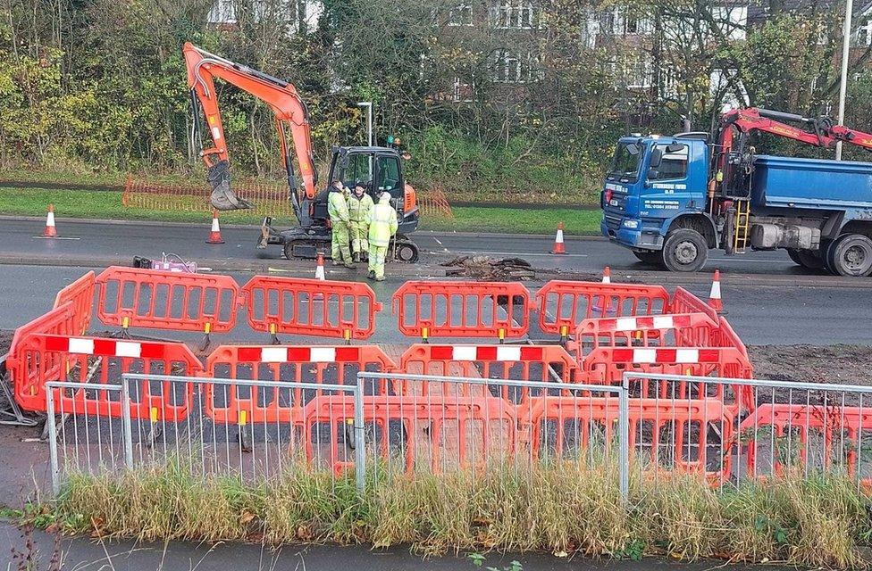 Work under way on the crossing near Woodcroft Avenue and Bradfield Way