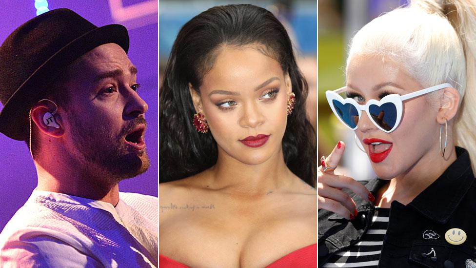 Justin Timberlake, Rihanna and Christina Aguilera