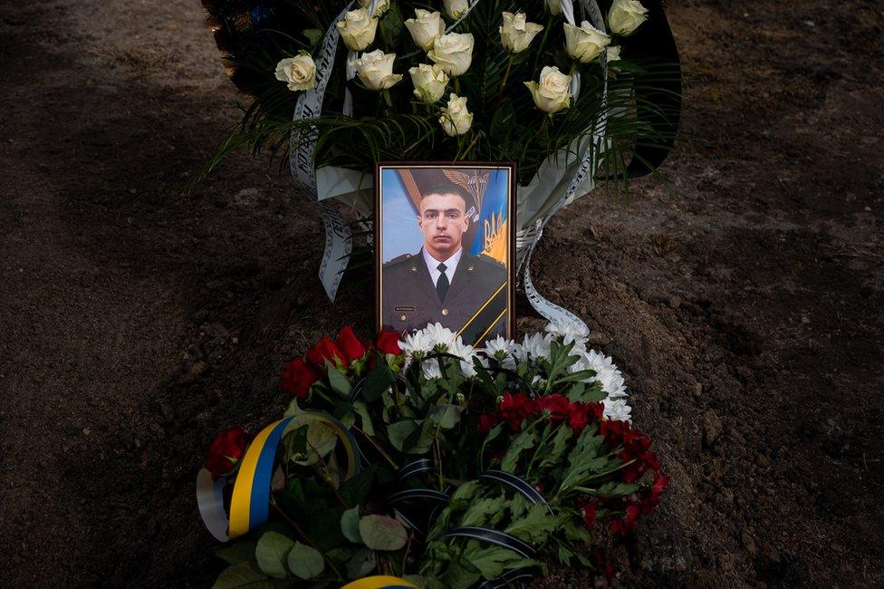 Dmytro Kotenko died near the southern city of Kherson and was buried in Lviv, safe for now from falling bombs