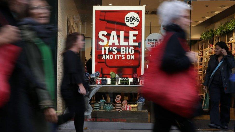 Sale sign on high street