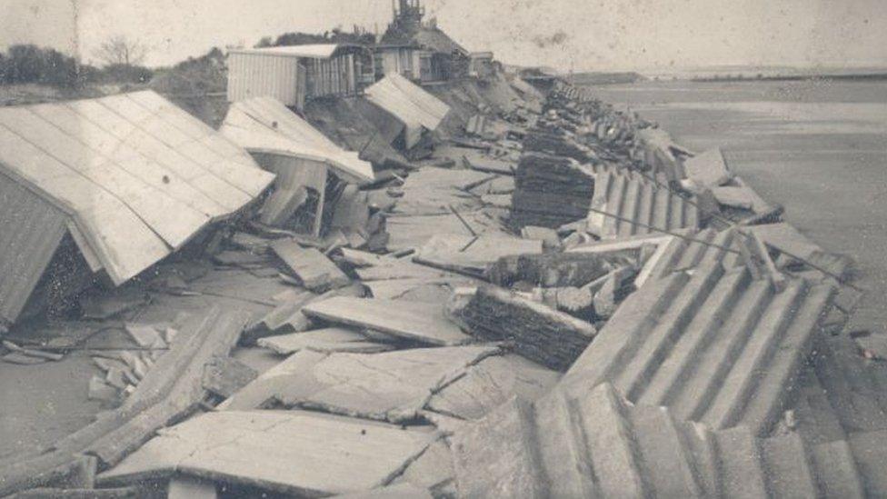 Sea defences in Lincolnshire destroyed by the surge