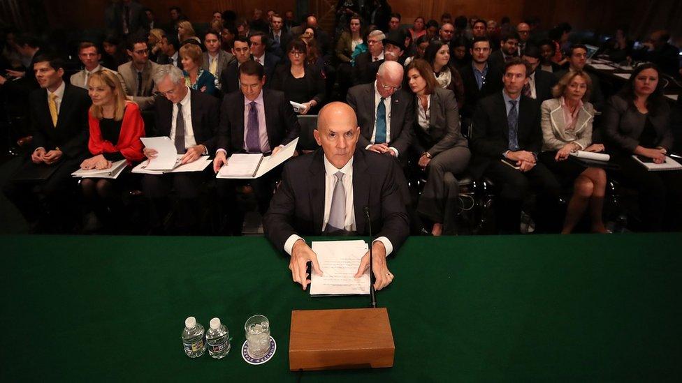 Former Equifax CEO Richard Smith prepares to testify before the Senate Banking, Housing and Urban Affairs Committee in the Hart Senate Office Building on Capitol Hill October 4, 2017 in Washington, DC.