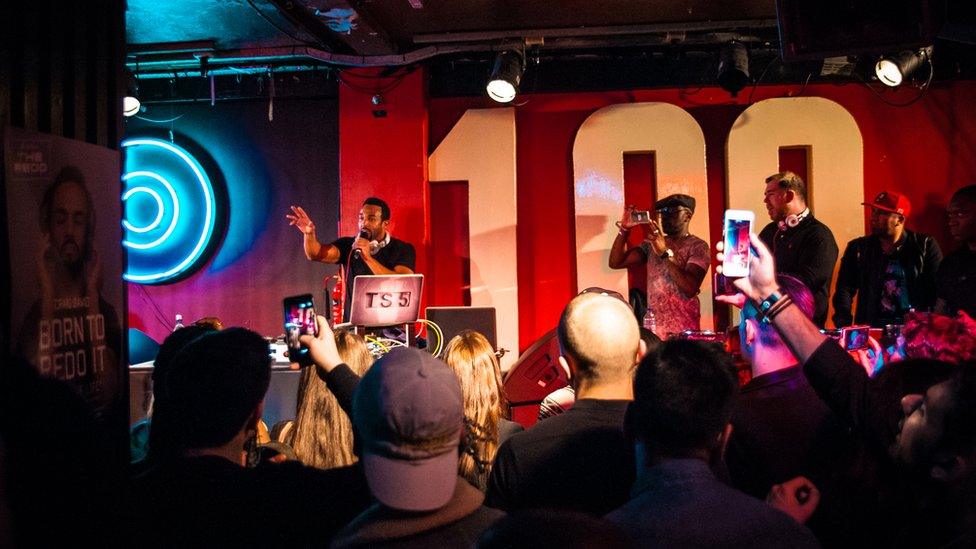 Craig David, with Big Narstie, performs at The 100 Club in 2016