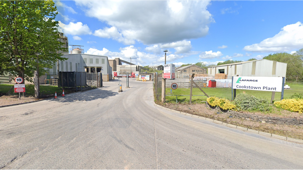 The front entrance of the Lafarge Cement Ireland plant in Cookstown