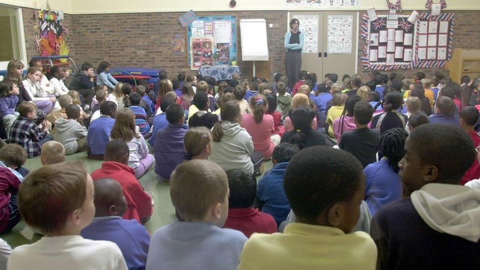 Children at school assembly