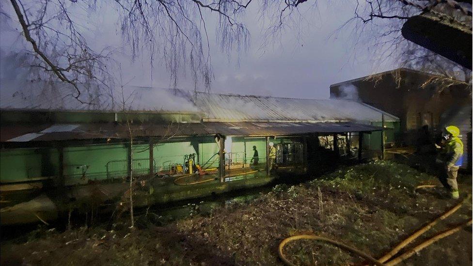 Fire at industrial unit on Frogmore Road