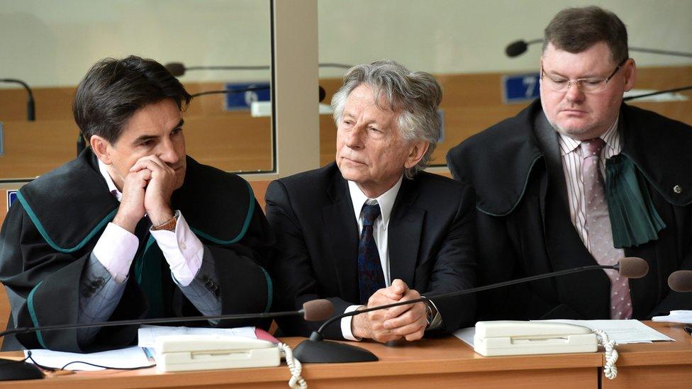 Roman Polanski (centre) during a court sitting in Krakow, Poland (September 22, 2015)