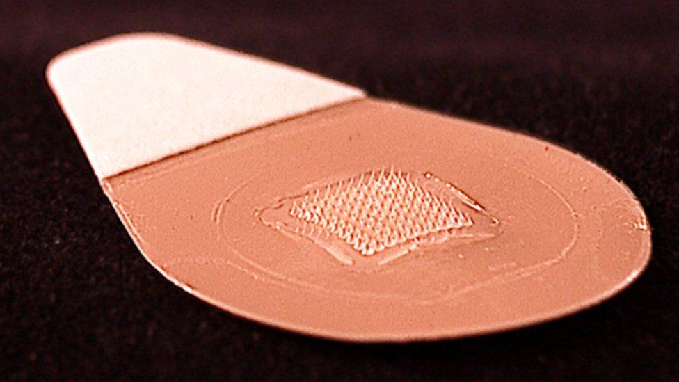 Close-up image of the microneedle patch