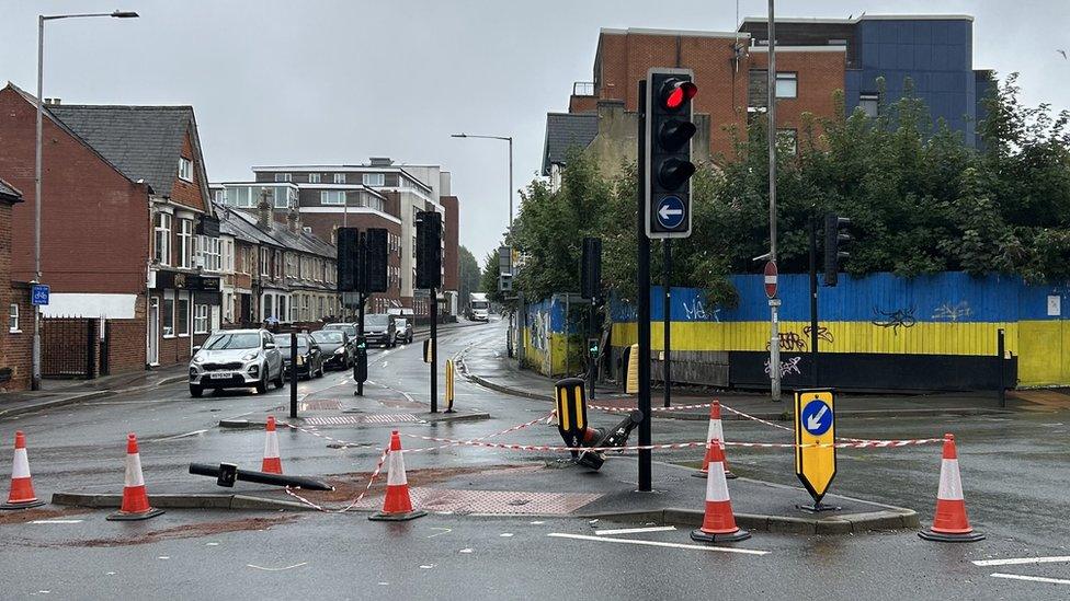 Site of police / ambulance crash in Reading