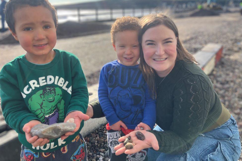 Julia Steggles and her nephews in Stonehaven