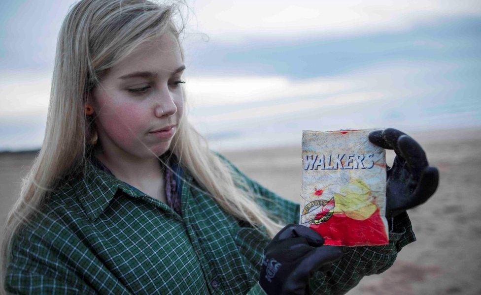 Emily Stevenson with the crisp packet she found