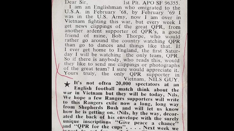 Letter sent by Nils Guy to QPR