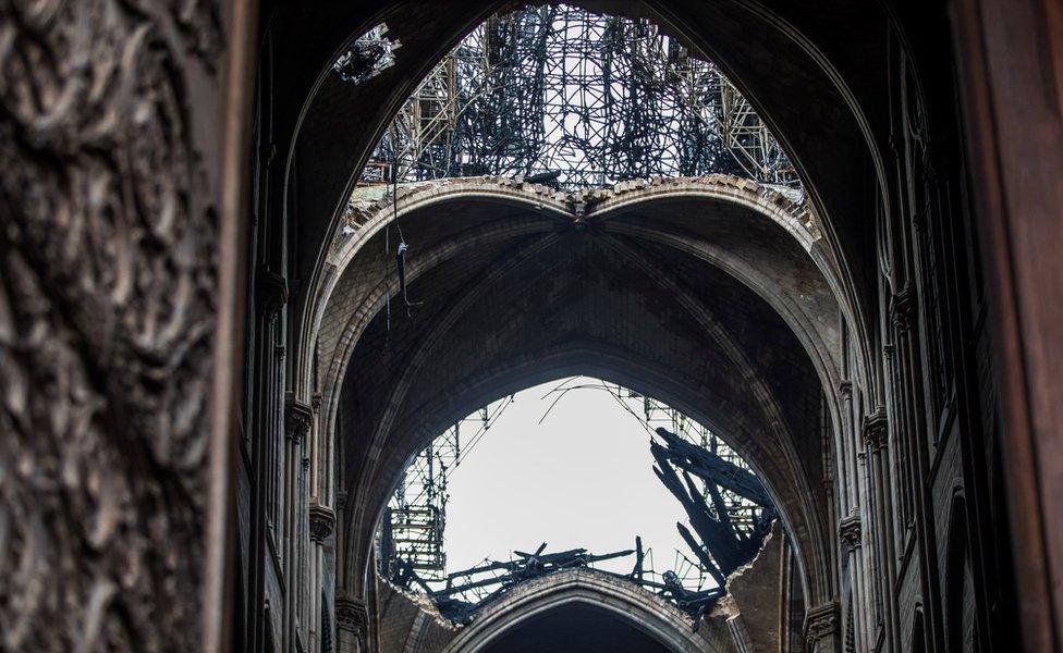 Remnants of the roof of Notre-Dame