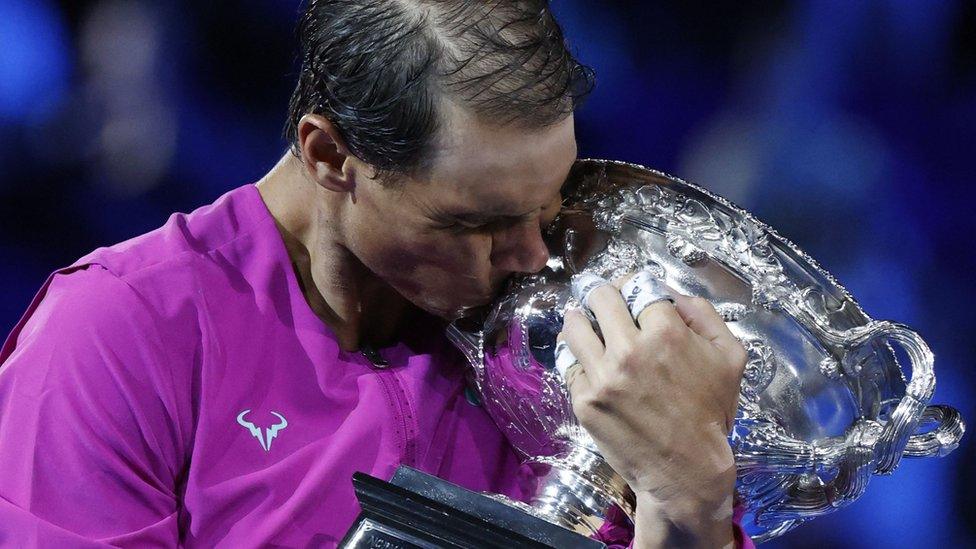 Nadal with Australian Open trophy