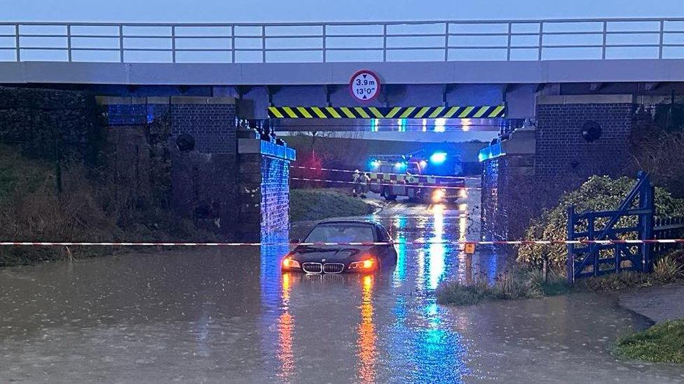 Car in flood water