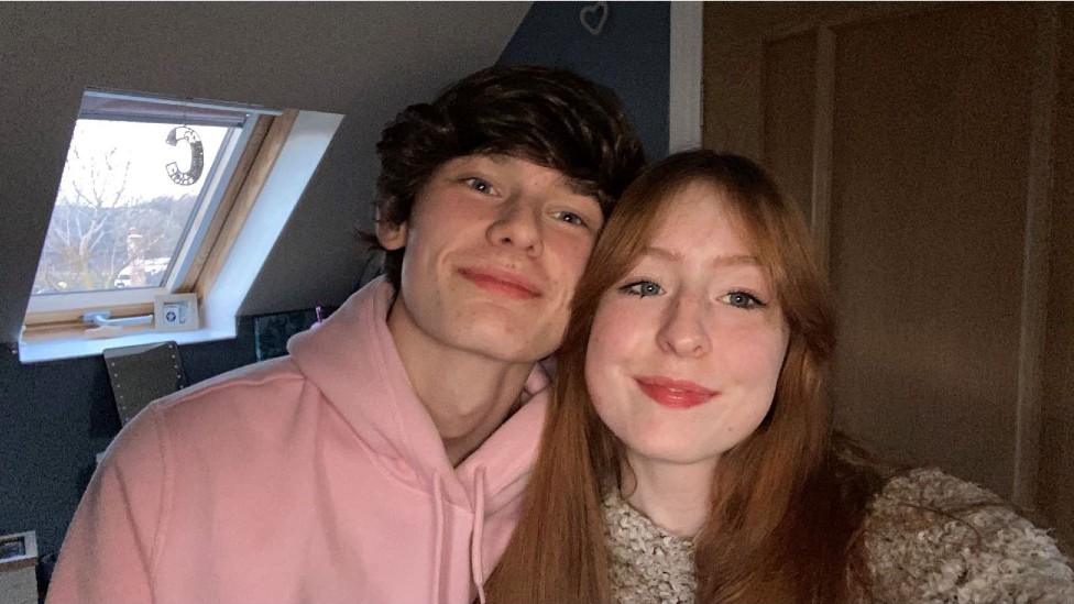 Connor Telfer pictured with his girlfriend