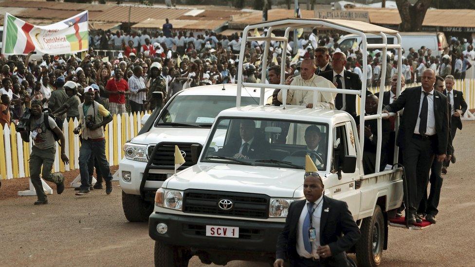 Pope in a car