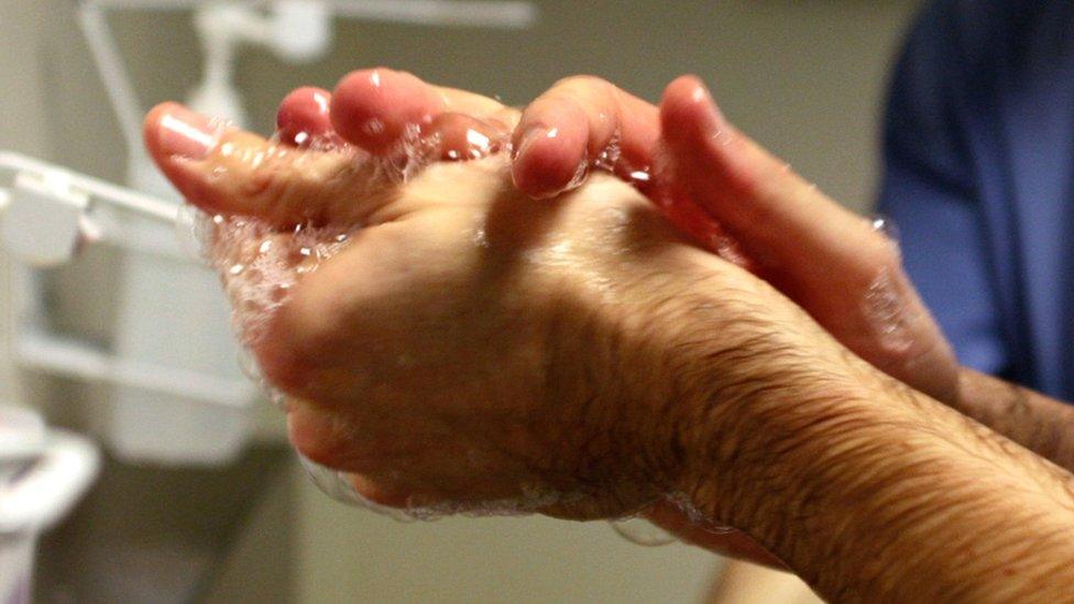 Washing hands in a hospital