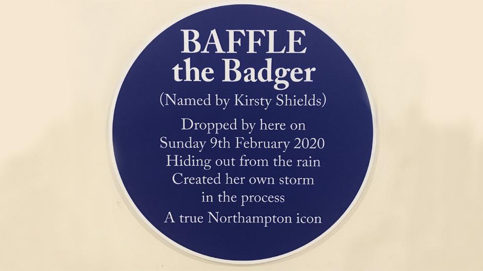 Baffle the Badger blue plaque