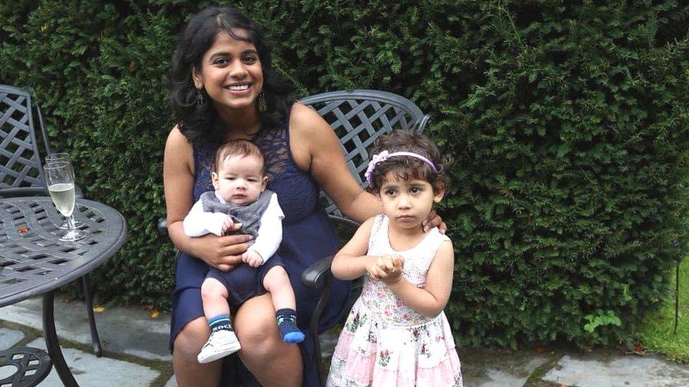 Nikita Jain Jones with her two children