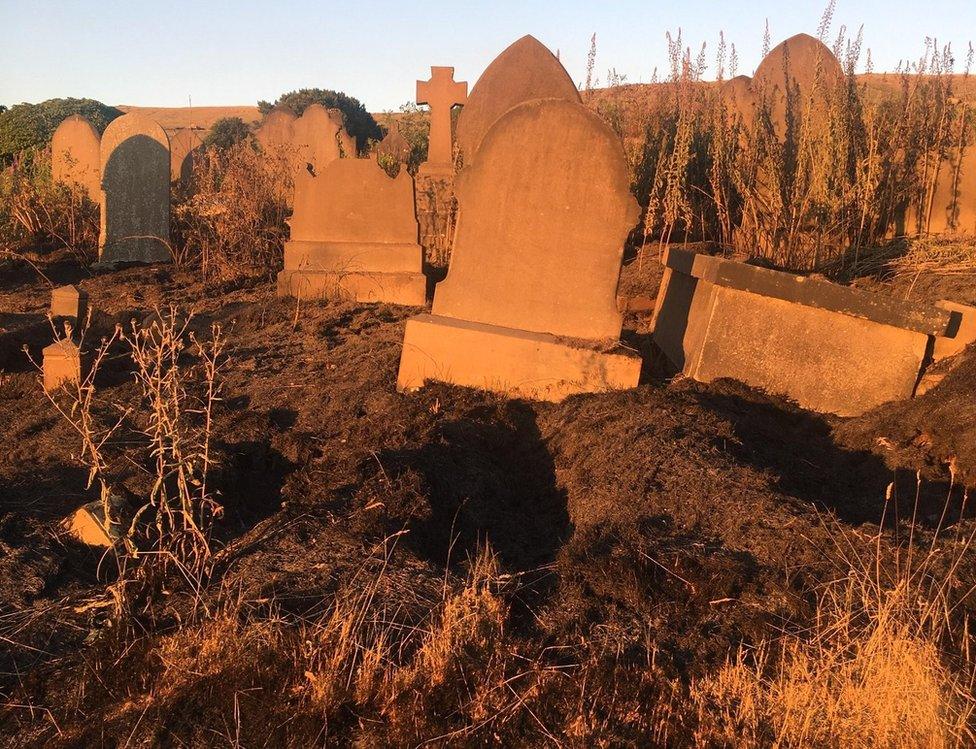 aftermath of fire at Uppermill Cemetery