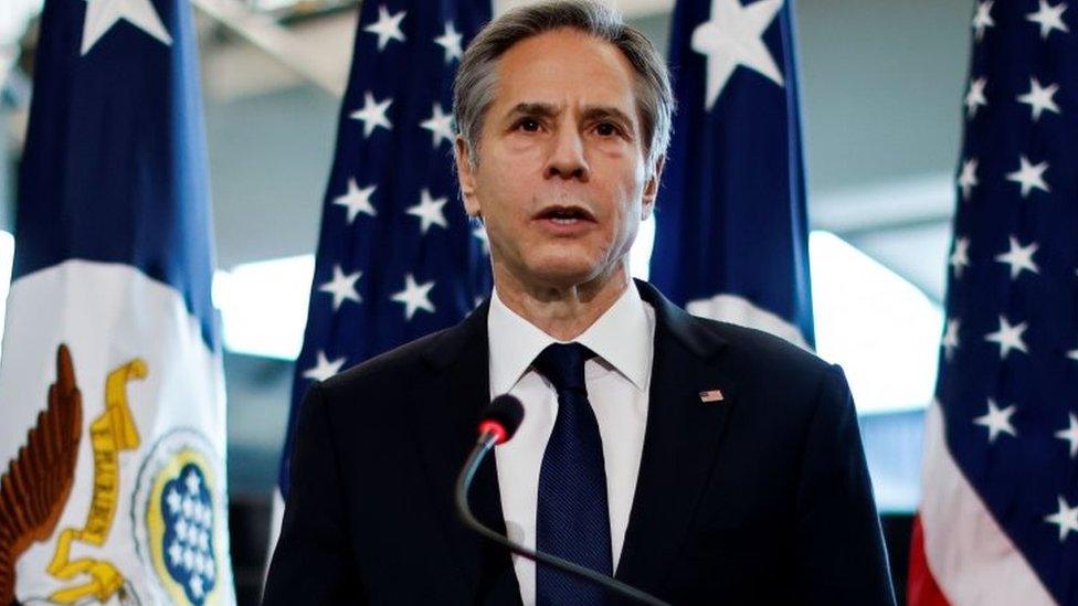 Antony Blinken addresses a welcome ceremony after arriving at the State Department in Washington DC. Photo: 27 January 2021