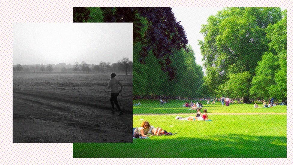 people in park - someone going for a run