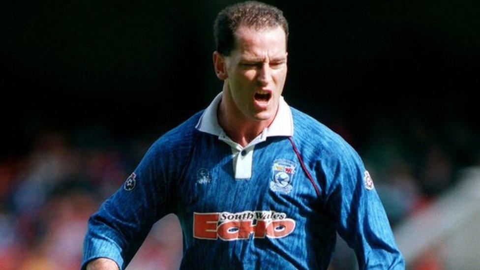 Mark Aizlewood in action for Cardiff City in 1994