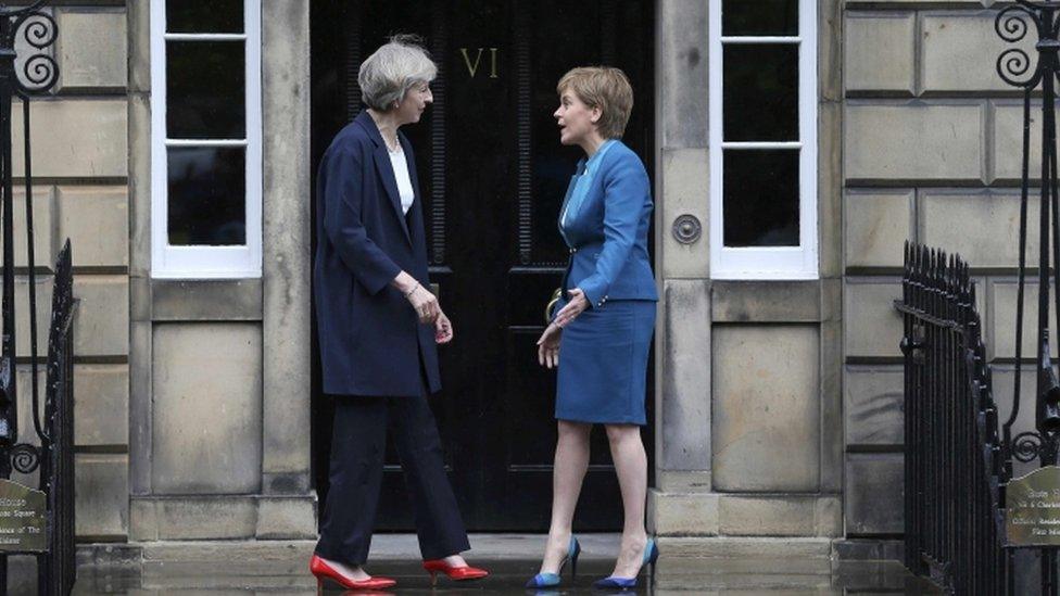 Theresa May and Nicola Sturgeon meet at Bute House