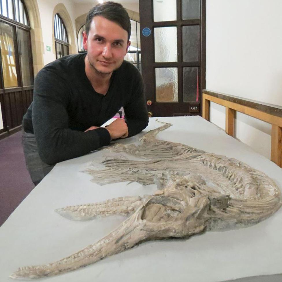 Dean Lomax with the Bristol fossil