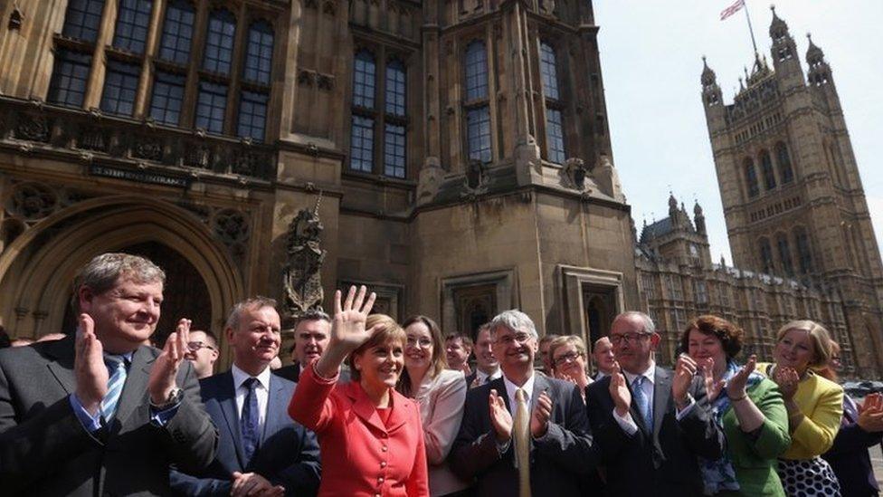 SNP MPs outside Westminster