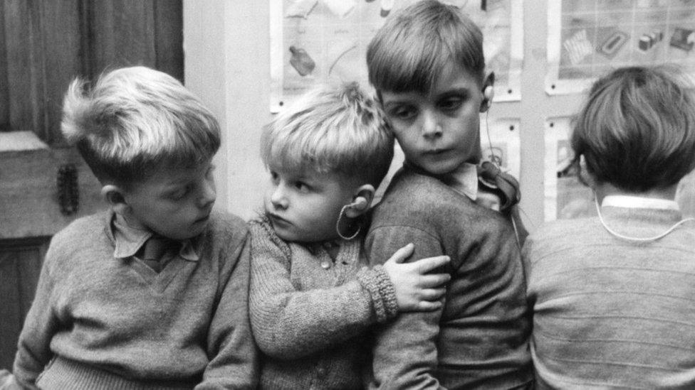 Children at Wessington Court, specialist school for the deaf in late 1950s