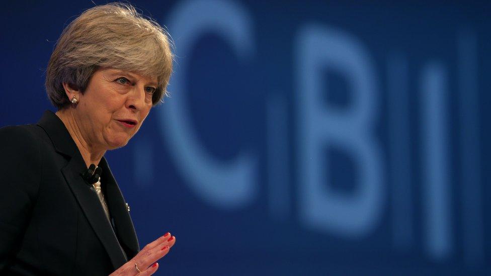 Theresa May at CBI conference