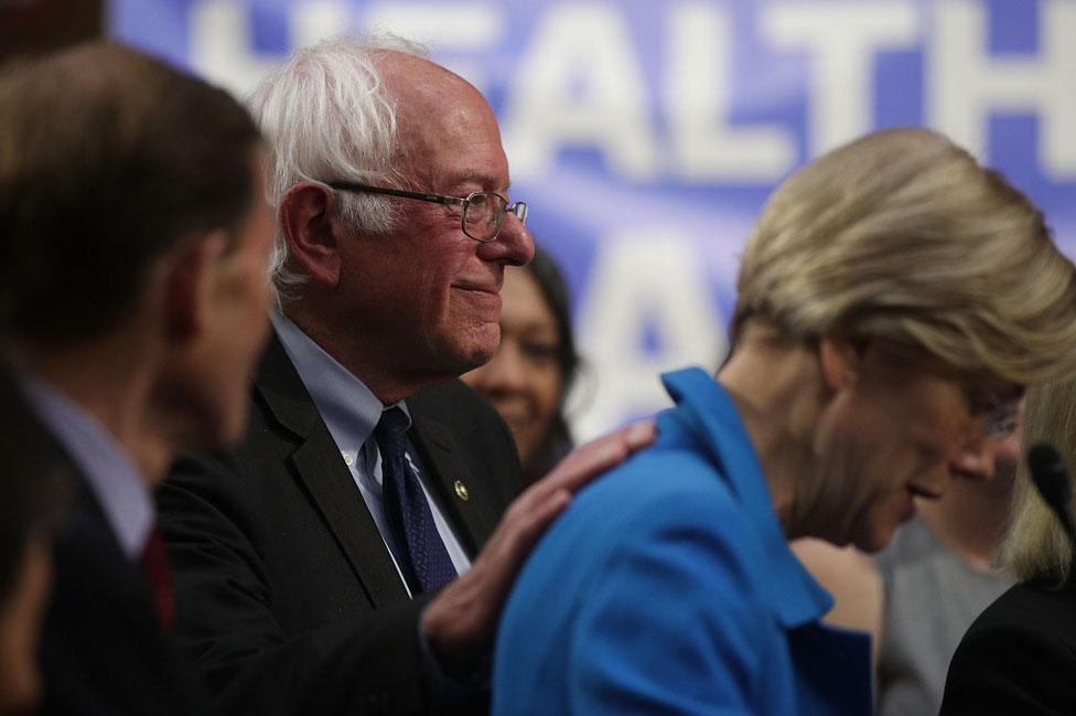 Sanders and Warren in 2017