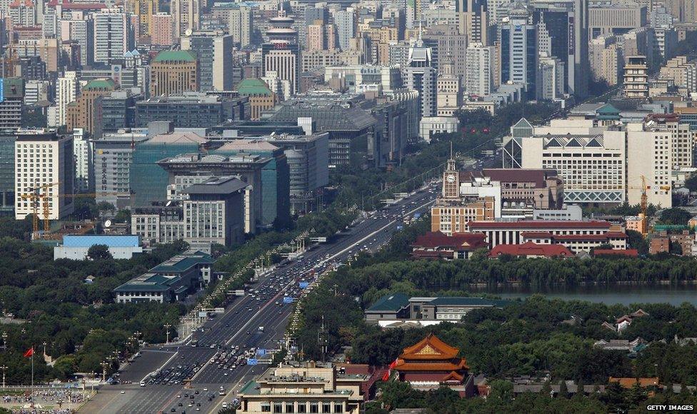 An aerial view of Changan Avenue