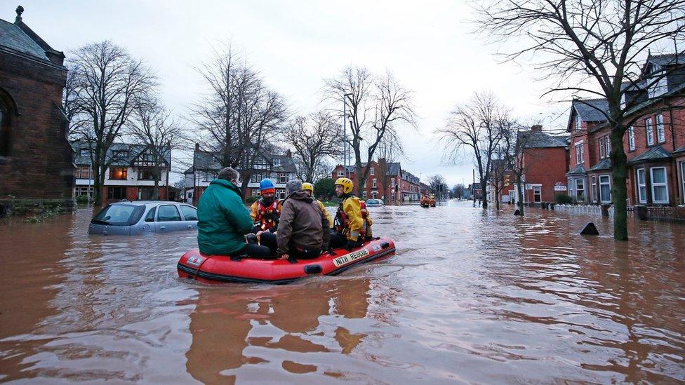 Warwick Road in Carlisle flooded by Storm Desmond