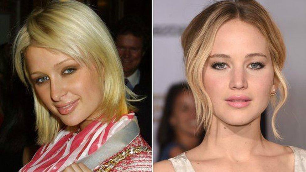 Paris Hilton (left) and Jennifer Lawrence (right)