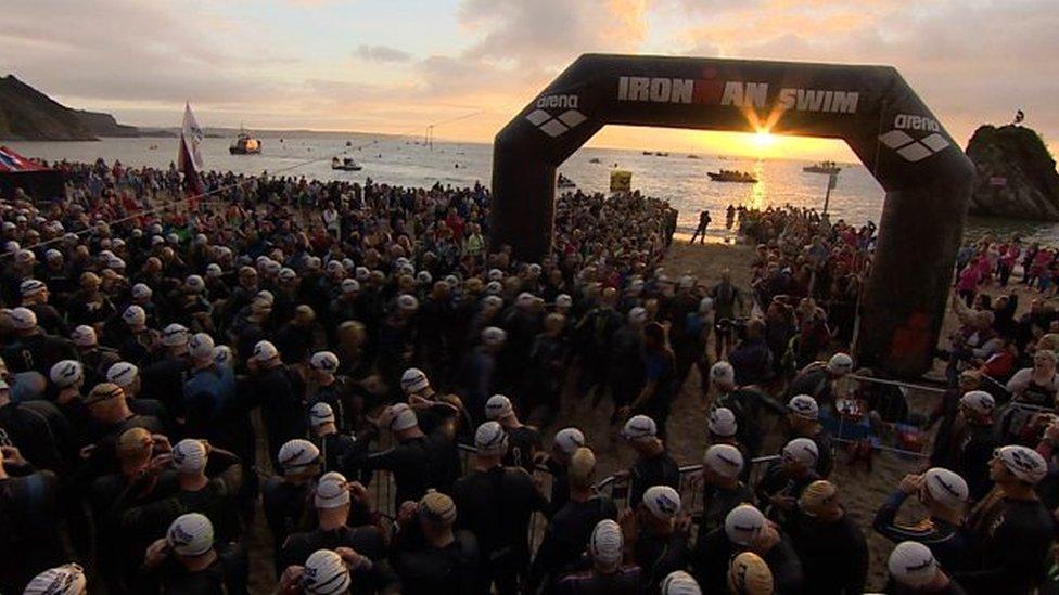 The race began on North Beach, Tenby at 06:55 BST