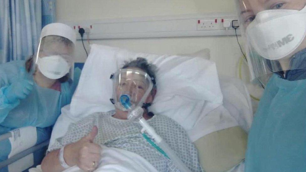 Iris Davies pictured in hospital