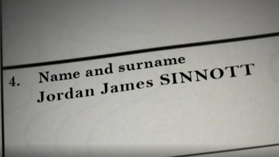 Jordan Sinnott's name on Maisie's birth certificate