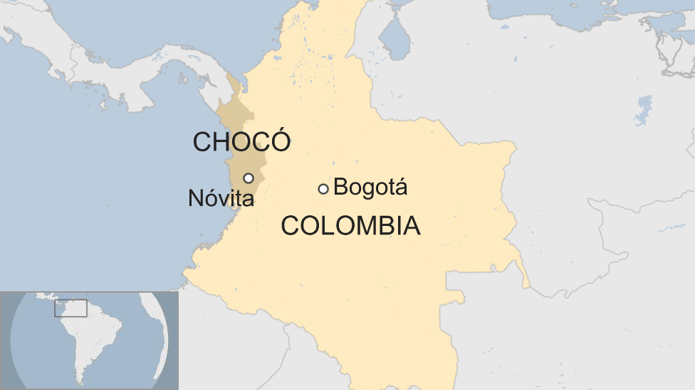 Map of Choco in Colombia